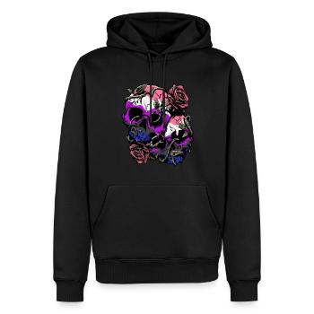 Genre Fluid Fierté Drapeau Crâne Roses Subtil LGB - Sweat à capuche Premium bio Homme - noir - Devant - Nico (187cm)