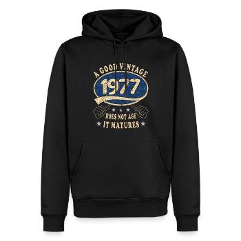 46th Birthday 1977 46er Good vintage - Men’s Premium Organic Hoodie - black - Front - Nico (187cm)