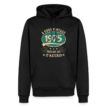 48th Birthday 1975 '48 Good vintage - Men’s Premium Organic Hoodie - black - Front - Nico (187cm)