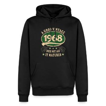 55. Geburtstag 1968 55er Guter Jahrgang - Männer Premium Bio Hoodie - Schwarz - Vorne - Nico (187cm)