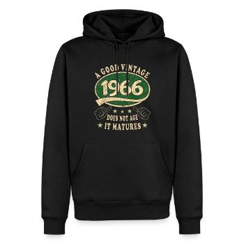 57. Geburtstag 1966 57er Guter Jahrgang - Männer Premium Bio Hoodie - Schwarz - Vorne - Nico (187cm)