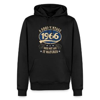 57. Geburtstag 1966 57er Guter Jahrgang - Männer Premium Bio Hoodie - Schwarz - Vorne - Nico (187cm)
