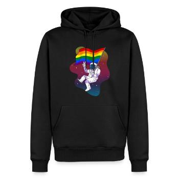 Gay Pride Rainbow Flag astronaute de l’espace - Sweat à capuche Premium bio Homme - noir - Devant - Nico (187cm)