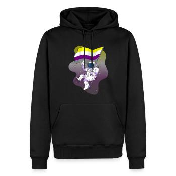 Nicht binär Stolz Flagge Raum Astronaut Subtil LGB - Männer Premium Bio Hoodie - Schwarz - Vorne - Nico (187cm)
