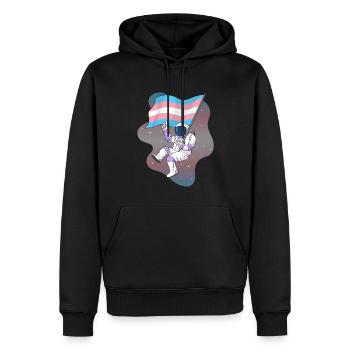 Transgender Pride Trans Flag Space Astronaut - Men’s Premium Organic Hoodie - black - Front - Nico (187cm)