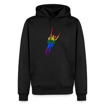 Gay Pride Rainbow Flag Devil Horn Ske - Men’s Premium Organic Hoodie - black - Front - Nico (187cm)