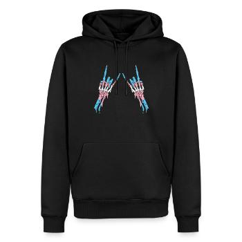 Transgender Pride Trans Flag Devil Horn Skeleton - Men’s Premium Organic Hoodie - black - Front - Nico (187cm)