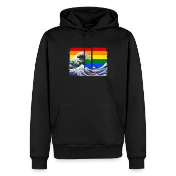Gay Pride Rainbow Flag Big Wave Off Kanagaw - Men’s Premium Organic Hoodie - black - Front - Nico (187cm)