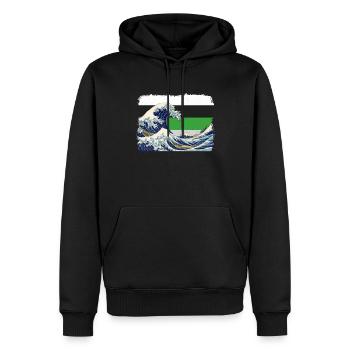 Demiromantic Pride Flag Great Wave off Kanaga - Men’s Premium Organic Hoodie - black - Front - Nico (187cm)