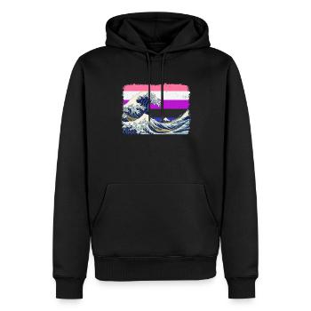 Gender Fluid Pride Flagge Große Welle vor Kanagawa - Männer Premium Bio Hoodie - Schwarz - Vorne - Nico (187cm)