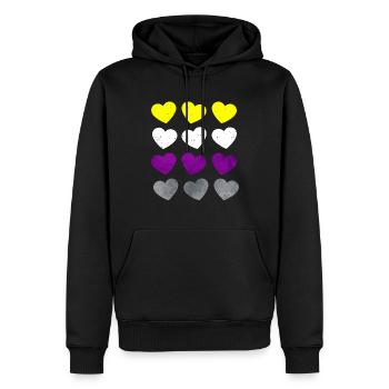 Nicht binär Stolz Flagge Herzen Subtil LGBTQ - Männer Premium Bio Hoodie - Schwarz - Vorne - Nico (187cm)