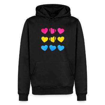 Pansexual Pride Pan Flag Hearts Subtil LGBTQ - Sweat à capuche Premium bio Homme - noir - Devant - Nico (187cm)