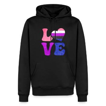 Geschlecht Fluid Stolz Flagge LIEBE Herz LGBTQ - Männer Premium Bio Hoodie - Schwarz - Vorne - Nico (187cm)