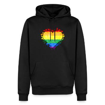 Gay Pride Rainbow Flag Heart Sublte - Sweat à capuche Premium bio Homme - noir - Devant - Nico (187cm)