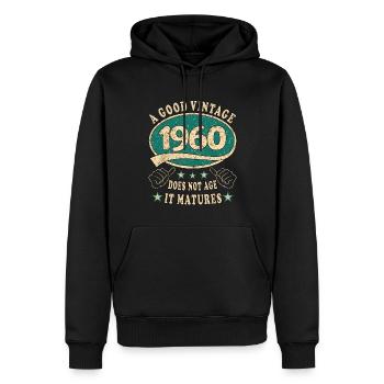 63. Geburtstag 1960 63er Guter Jahrgang - Männer Premium Bio Hoodie - Schwarz - Vorne - Nico (187cm)