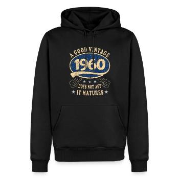 63. Geburtstag 1960 63er Guter Jahrgang - Männer Premium Bio Hoodie - Schwarz - Vorne - Nico (187cm)
