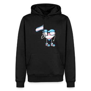 Transgender Pride Trans Flag Heart Sublte LGBTQ - Men’s Premium Organic Hoodie - black - Front - Nico (187cm)