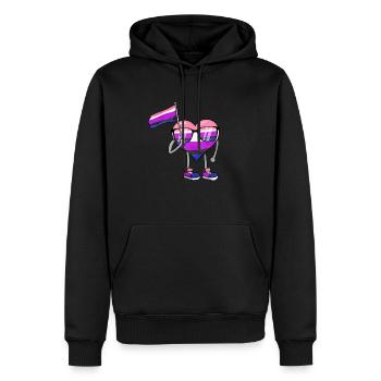 Gender Fluid Pride Flag Heart Sublte LGBTQ - Men’s Premium Organic Hoodie - black - Front - Nico (187cm)