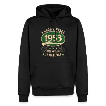 70. Geburtstag 1953 70er Guter Jahrgang - Männer Premium Bio Hoodie - Schwarz - Vorne - Nico (187cm)