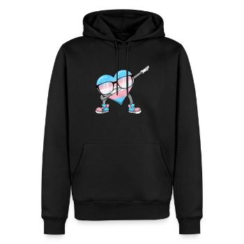 Transgender Stolz Trans Flagge Tupfen Herz Sublte - Männer Premium Bio Hoodie - Schwarz - Vorne - Nico (187cm)