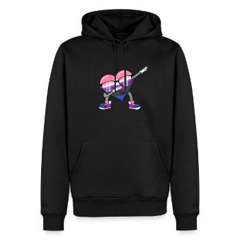 Gender Fluid Stolz Flagge Tupfen Herz Sublte LGBTQ - Männer Premium Bio Hoodie - Schwarz - Vorne - Nico (187cm)