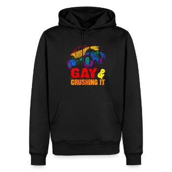 Gay Pride Regenbogenflagge Monster Truck - Männer Premium Bio Hoodie - Schwarz - Vorne - Nico (187cm)