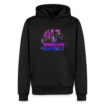 Gender Fluid Pride Monster Truck - Männer Premium Bio Hoodie - Schwarz - Vorne - Nico (187cm)