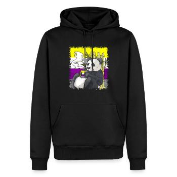 Nicht binäre Stolz Flagge Panda Kaffee Sublte LGBT - Männer Premium Bio Hoodie - Schwarz - Vorne - Nico (187cm)