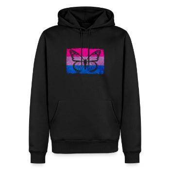 Bi Pride Bisexual Flag Butterfly Sublte LGB - Sweat à capuche Premium bio Homme - noir - Devant - Nico (187cm)
