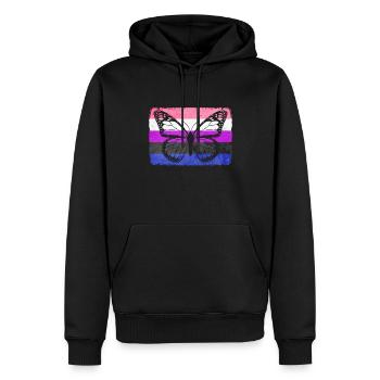 Gender Fluid Pride Flag Butterfly Sublte - Men’s Premium Organic Hoodie - black - Front - Nico (187cm)