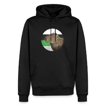 Demiromantic Pride Flag Capybara Sublte LGBTQ - Sweat à capuche Premium bio Homme - noir - Devant - Nico (187cm)