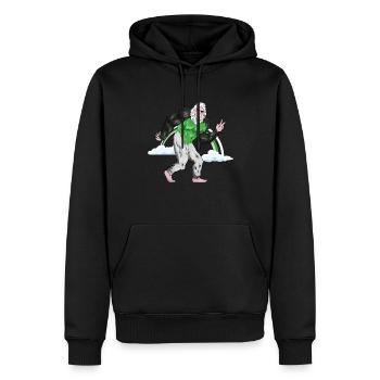 Demiromantische Stolzflagge Regenbogen Bigfoot Sas - Männer Premium Bio Hoodie - Schwarz - Vorne - Nico (187cm)