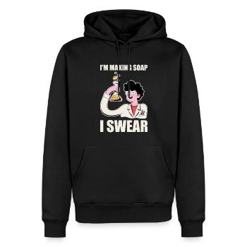 Fabricant de savon amusant - Sweat à capuche Premium bio Homme - noir - Devant - Nico (187cm)