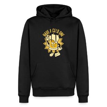 Retro Funny Beer - Men’s Premium Organic Hoodie - black - Front - Nico (187cm)