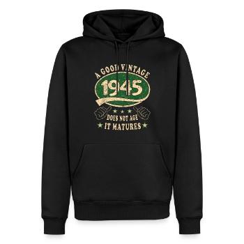 78ème Anniversaire 1945 '78 Bon Millésime - Sweat à capuche Premium bio Homme - noir - Devant - Nico (187cm)