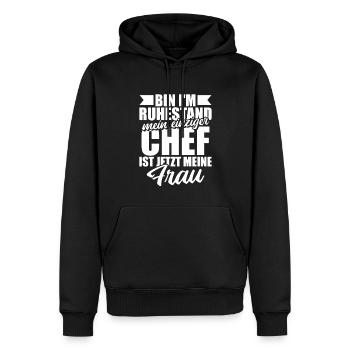 Rentner Rente Gattin Bin Im Ruhestand - Männer Premium Bio Hoodie - Schwarz - Vorne - Nico (187cm)