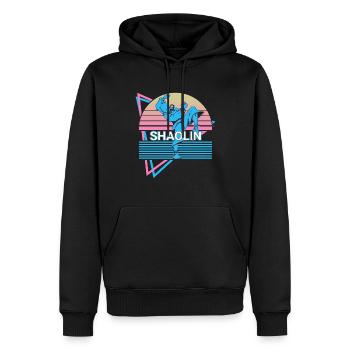 Kung Fu Rétro - Sweat à capuche Premium bio Homme - noir - Devant - Nico (187cm)