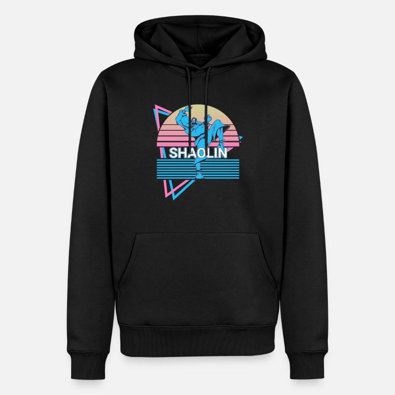 Kung Fu Retro - Männer Premium Bio Hoodie - Schwarz