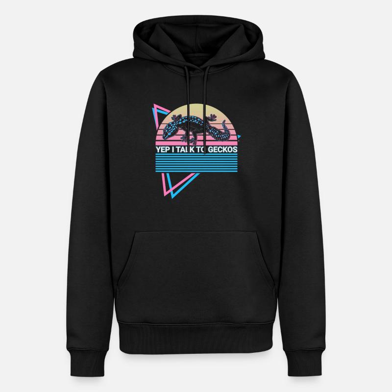 Leopard Gecko Retro - Männer Premium Bio Hoodie - Schwarz