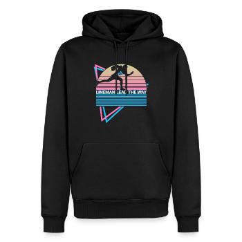 Football Lineman Retro - Sweat à capuche Premium bio Homme - noir - Devant - Nico (187cm)