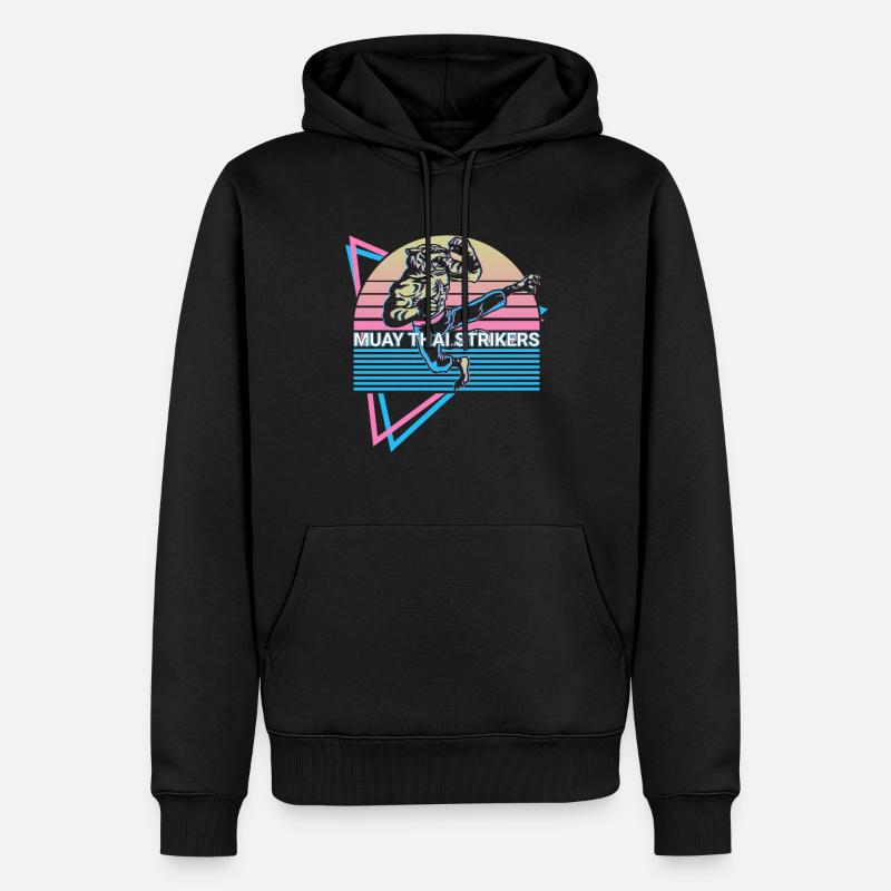 Muay Thai Kickboxen Retro - Männer Premium Bio Hoodie - Schwarz