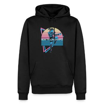 Muay Thai Kickboxen Retro - Männer Premium Bio Hoodie - Schwarz - Vorne - Nico (187cm)