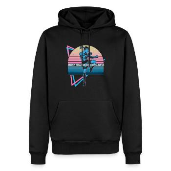 Muay Thai Kickboxen Retro - Männer Premium Bio Hoodie - Schwarz - Vorne - Nico (187cm)