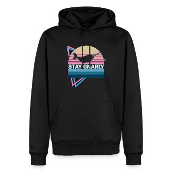Narwal Retro - Männer Premium Bio Hoodie - Schwarz - Vorne - Nico (187cm)