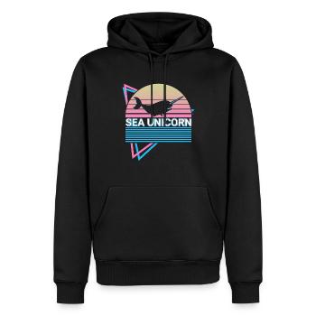 Narwal Retro - Männer Premium Bio Hoodie - Schwarz - Vorne - Nico (187cm)