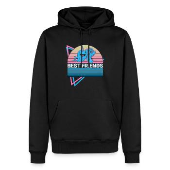 Narwal Retro - Männer Premium Bio Hoodie - Schwarz - Vorne - Nico (187cm)