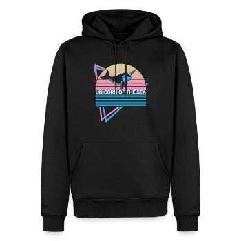 Narwal Retro - Männer Premium Bio Hoodie - Schwarz - Vorne - Nico (187cm)