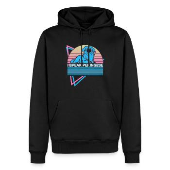 Je parle Pékinois Rétro - Sweat à capuche Premium bio Homme - noir - Devant - Nico (187cm)