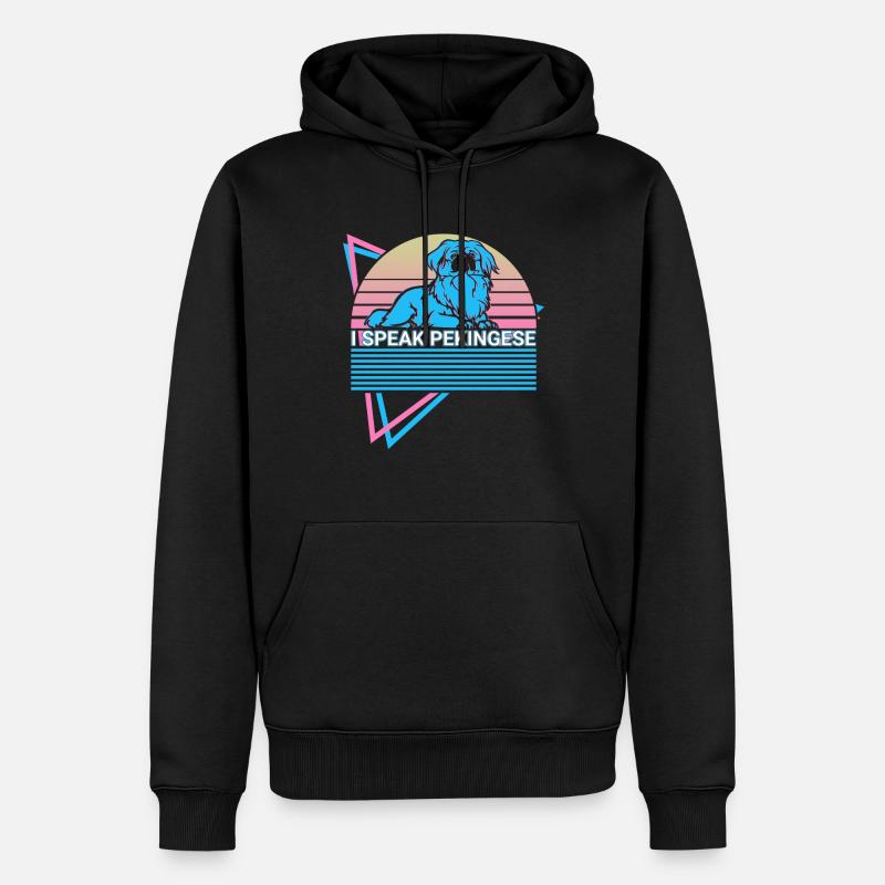 Je parle Pékinois Rétro - Sweat à capuche Premium bio Homme - noir