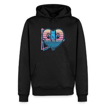 J’adore mon pharmacien pharmacie rétro - Sweat à capuche Premium bio Homme - noir - Devant - Nico (187cm)